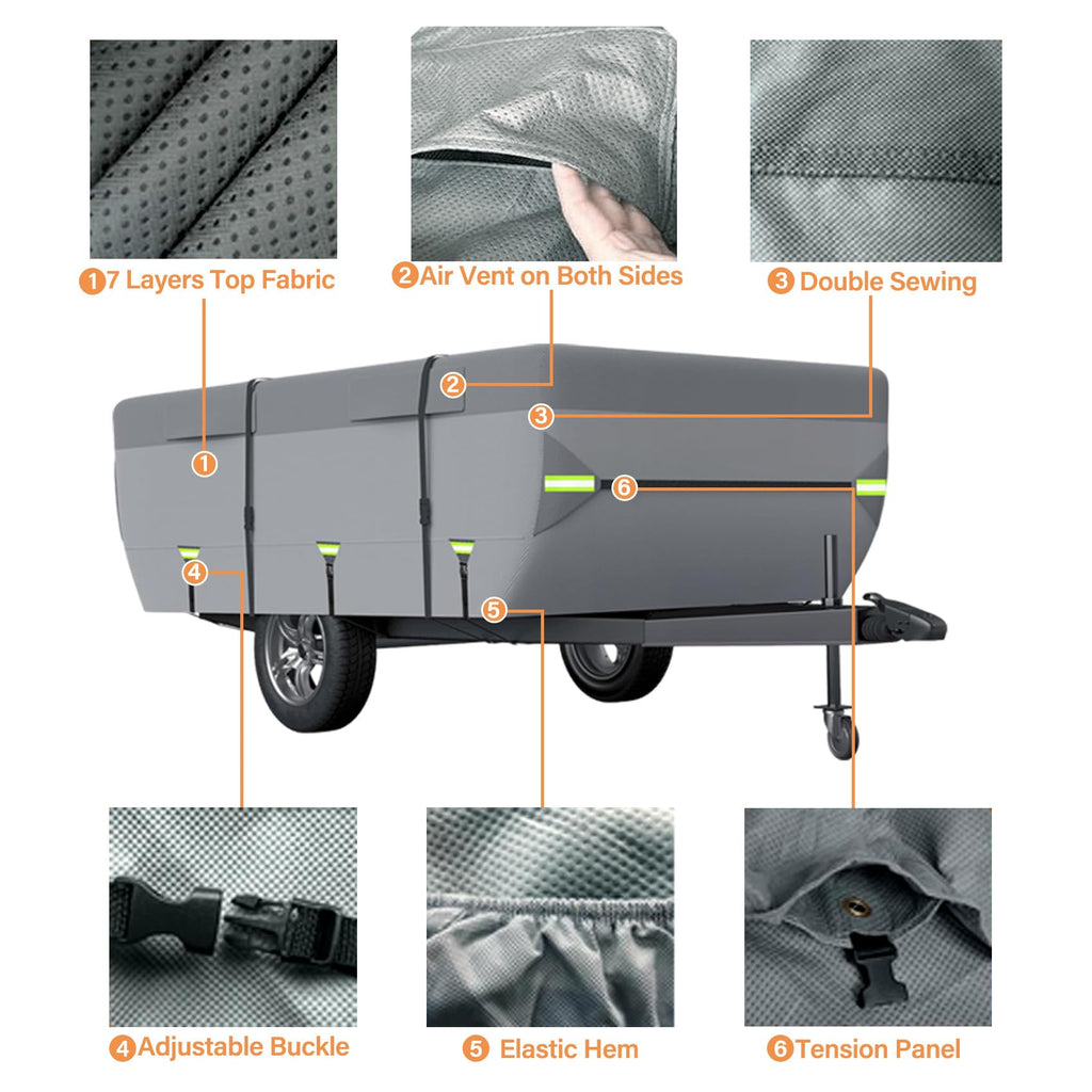 12'-14' 7 Layers Waterproof Breathable Pop Up Folding Camper Cover R767227