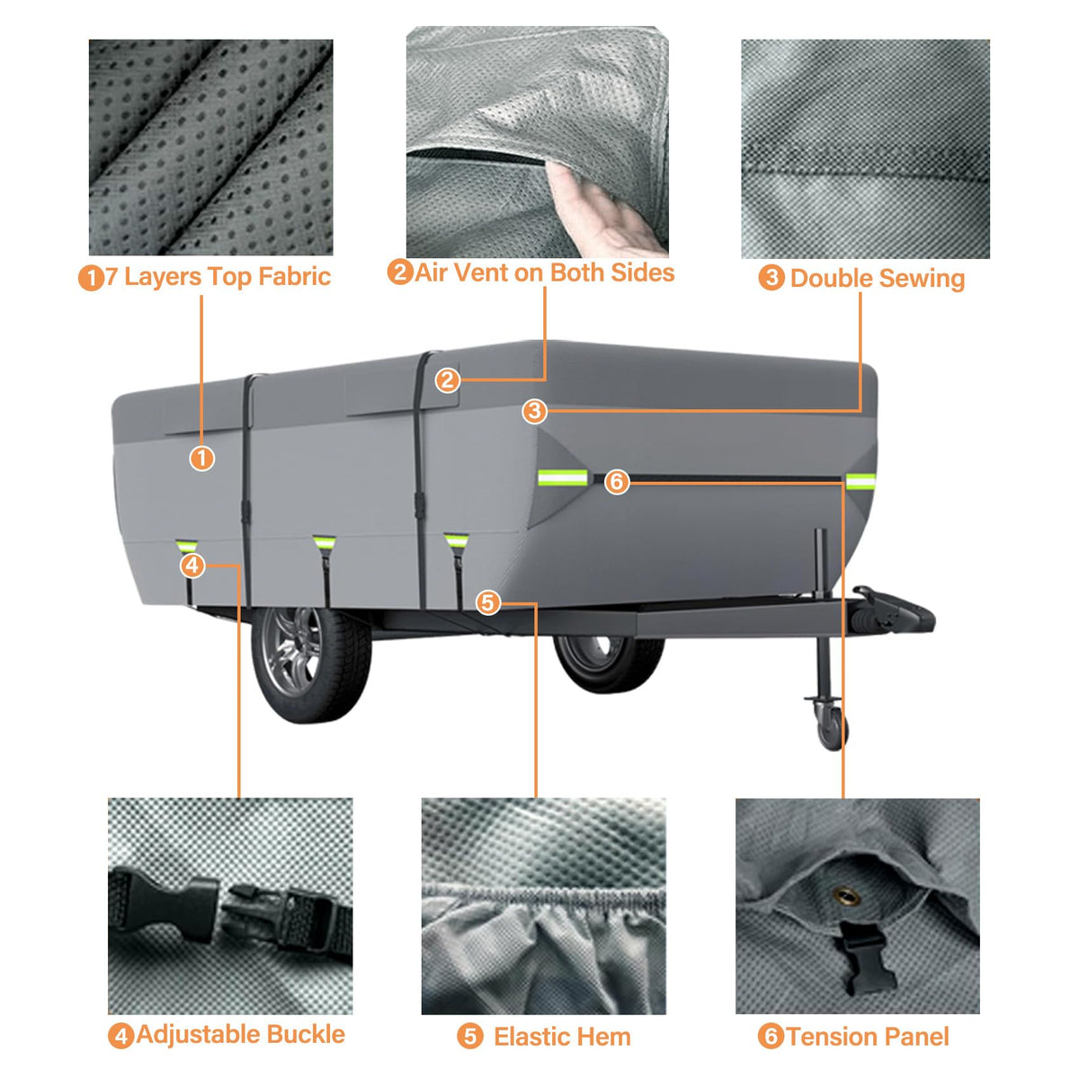 12'-14' 7 Layers Waterproof Breathable Pop Up Folding Camper Cover R767227
