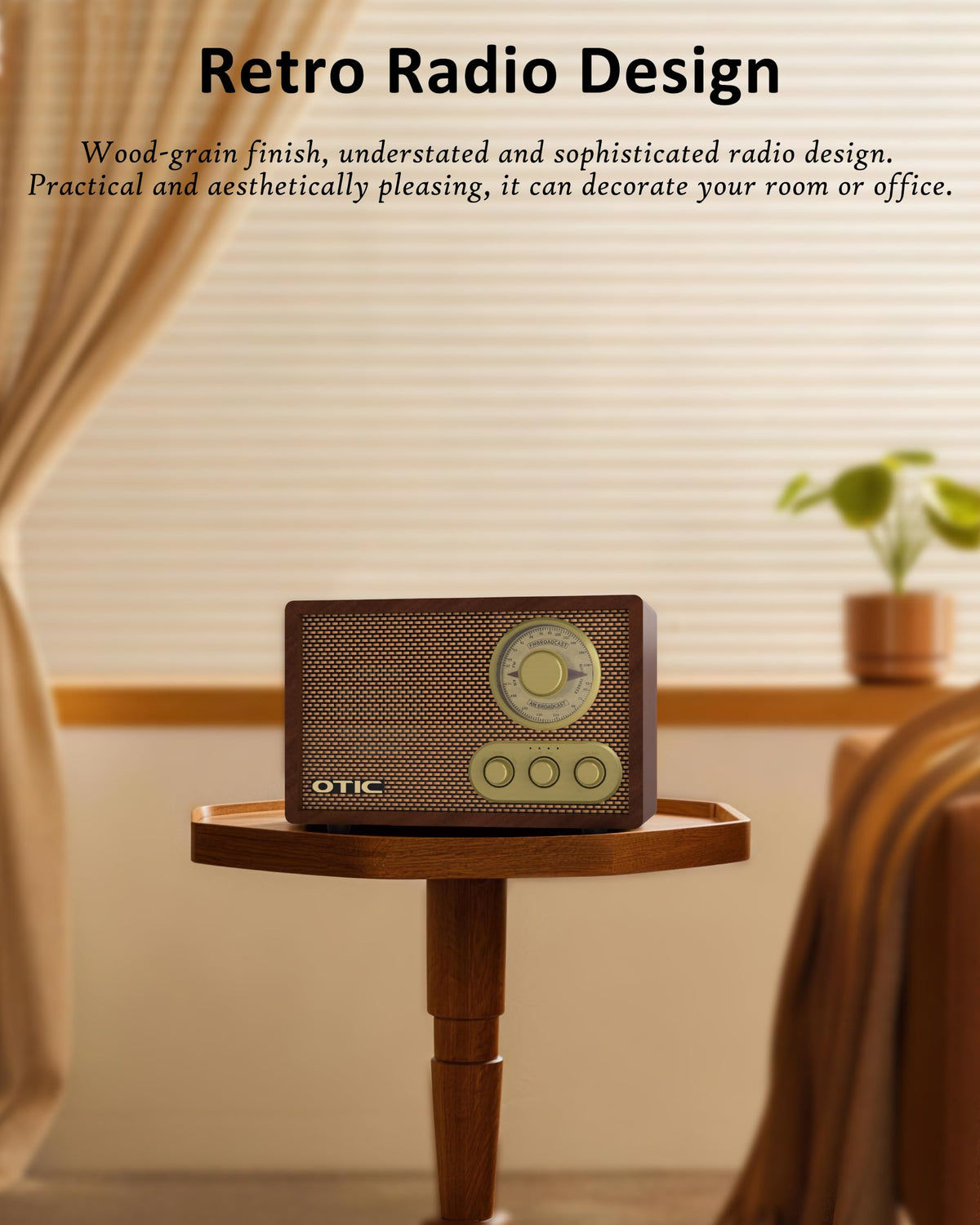 Vintage Wood AM/FM Bluetooth Radio with Speakers P67170
