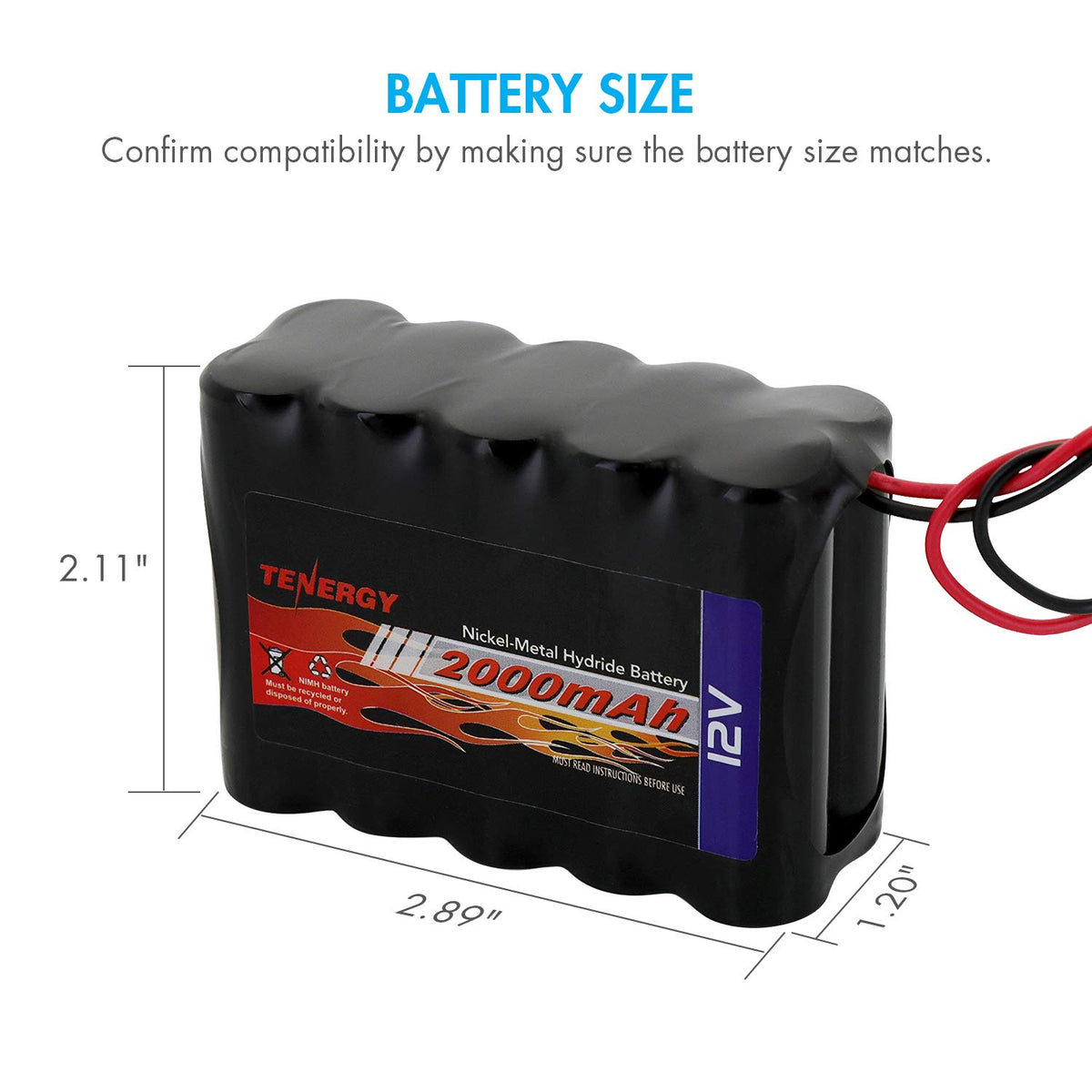 12V 2000mAh NiMH Rechargeable Battery Pack M7673