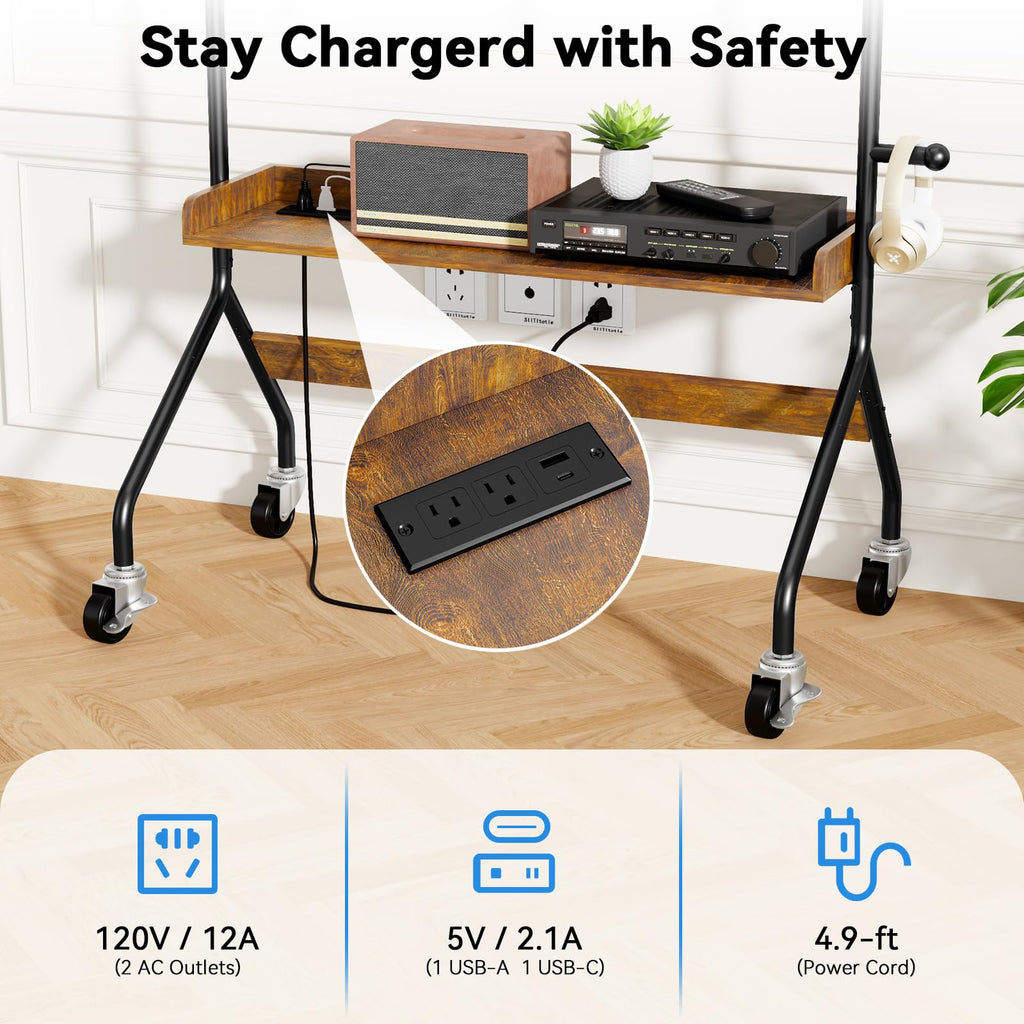 Rolling TV Stand with Power Outlet for 32-75 Inch TV X609194