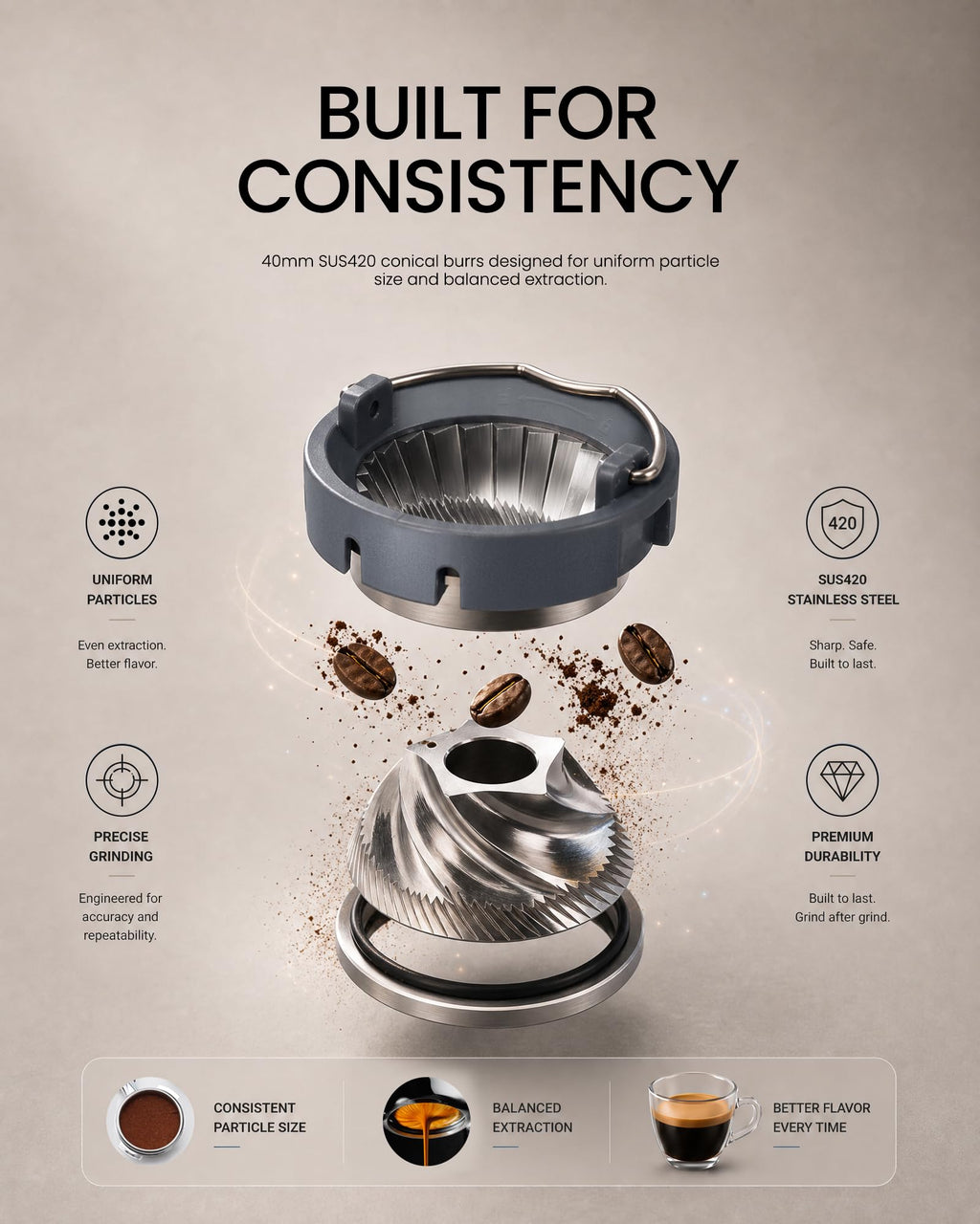Electric Burr Coffee Grinder with 51 Grind Settings W64257