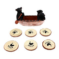 Set of 6 Black Bear Coaster Set with Canoe Holder F11059