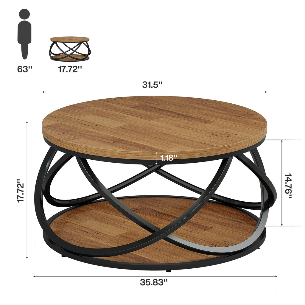 2-Tier Round Coffee Table with Storage Shelf Z497177