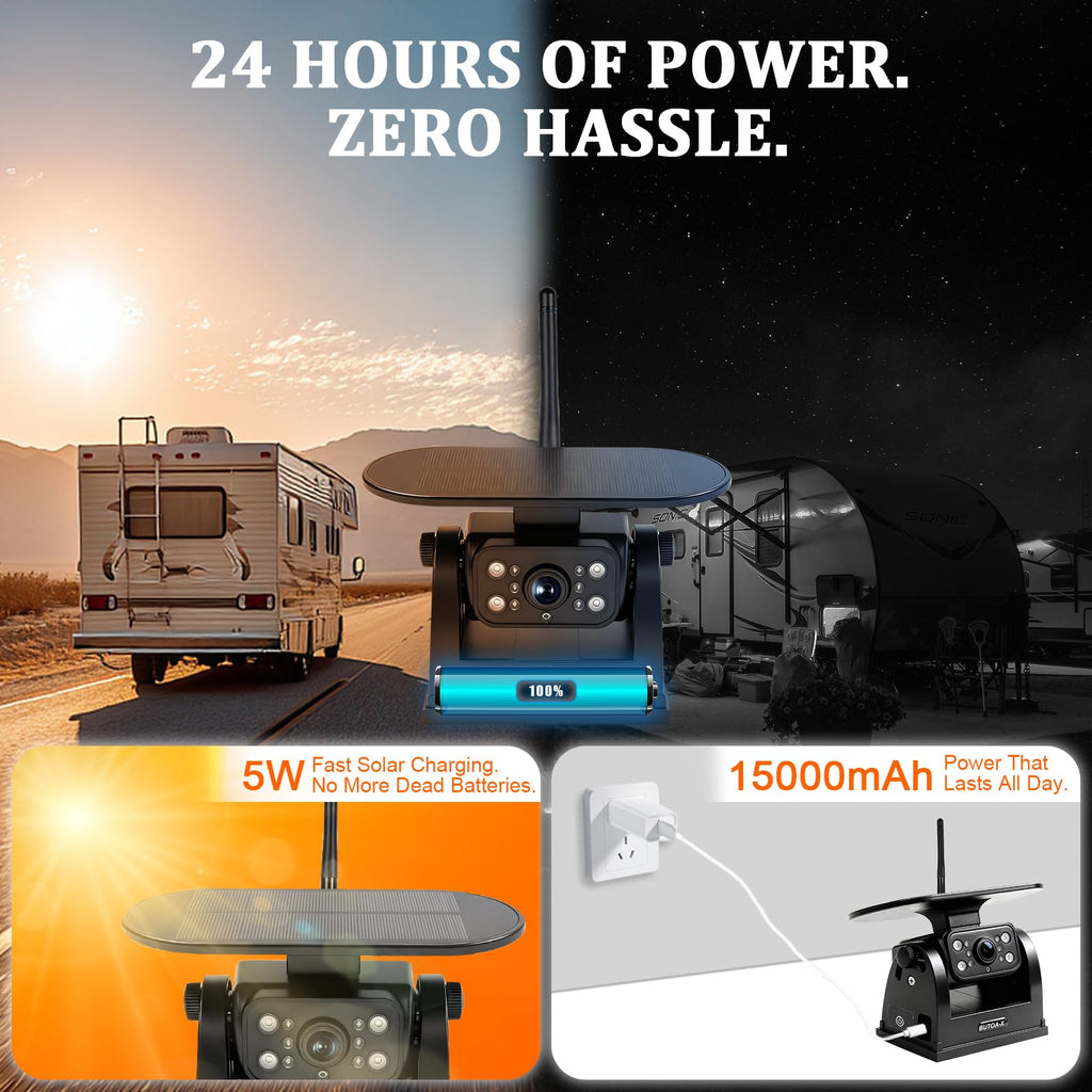 Magnetic Solar Wireless Backup Camera with 5" HD Monitor R1235
