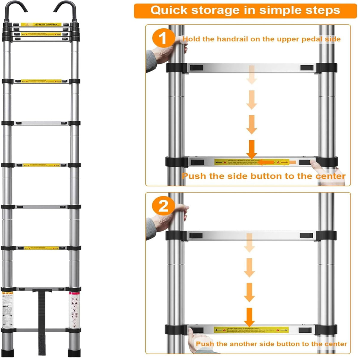 10.5ft Aluminum Telescoping Ladder 330 lbs Capacity L29728