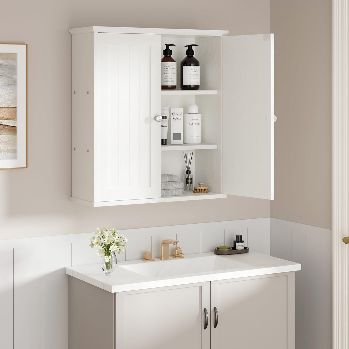 White Bathroom Wall Medicine Cabinet G58821