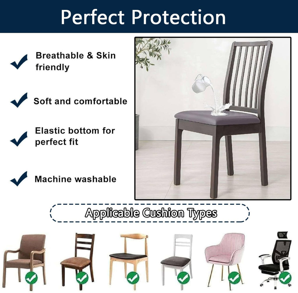 Waterproof PU Leather Chair Seat Covers Set of 6 N354466