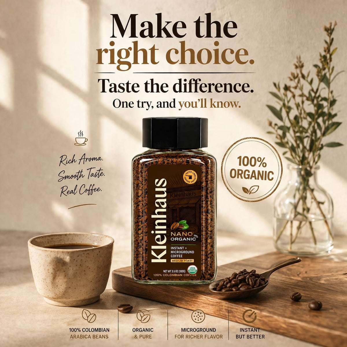 Organic Medium Roast Instant Coffee D958