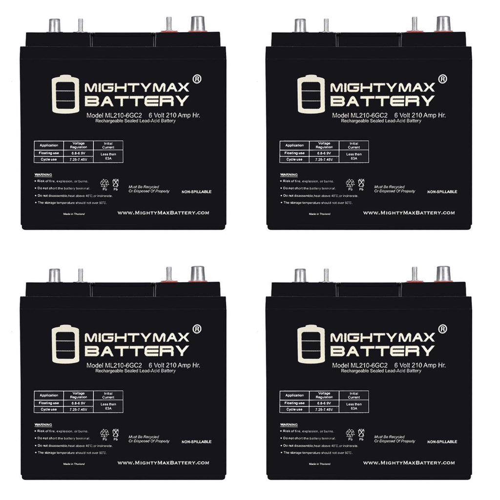 6V 210AH Dual Terminal SLA Replacement Battery 4 Pack C30625