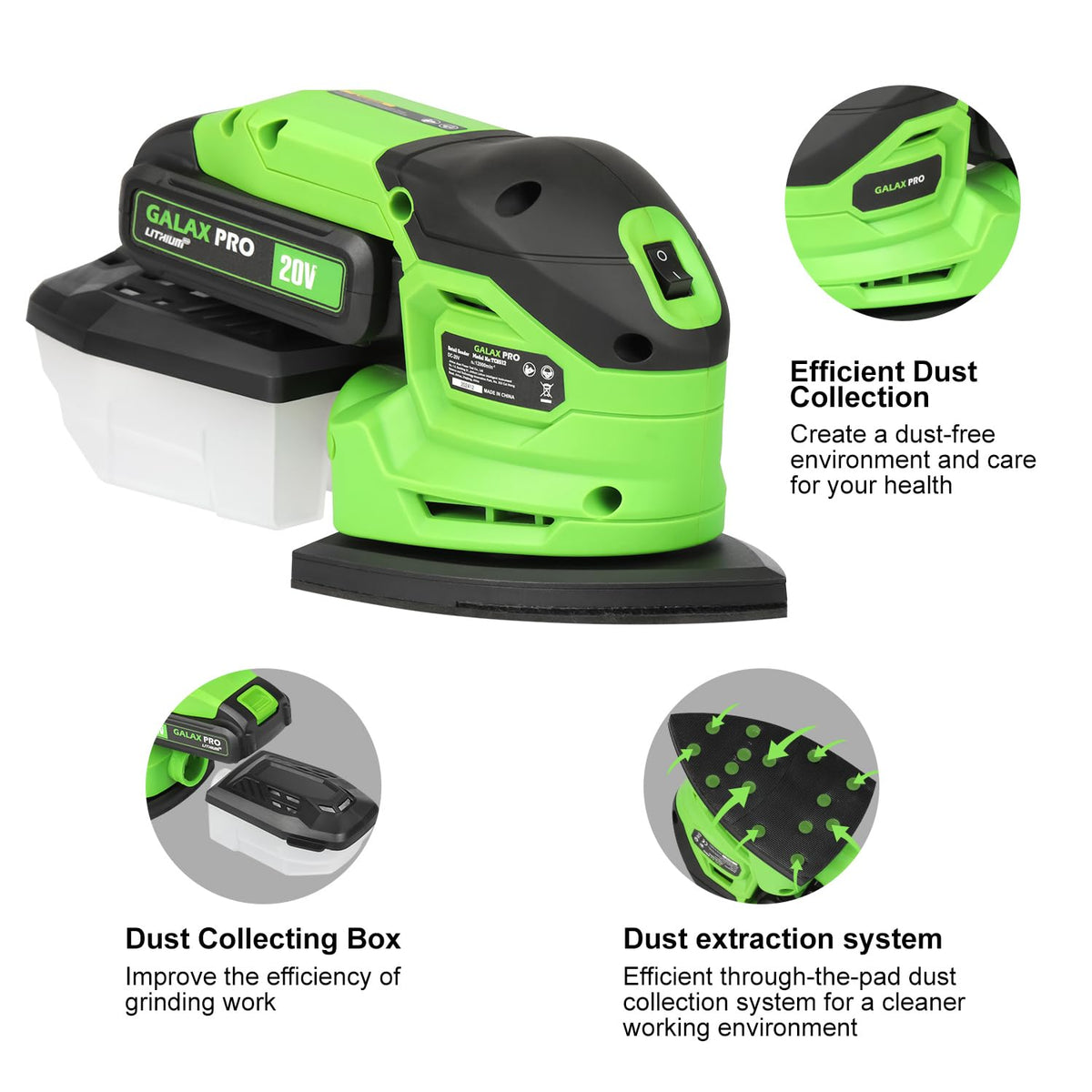 Cordless Detail Sander 2.0Ah Battery, 20 Pcs Sandpapers L905