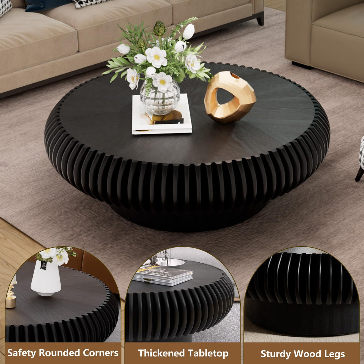 Black Round Coffee Table W15709