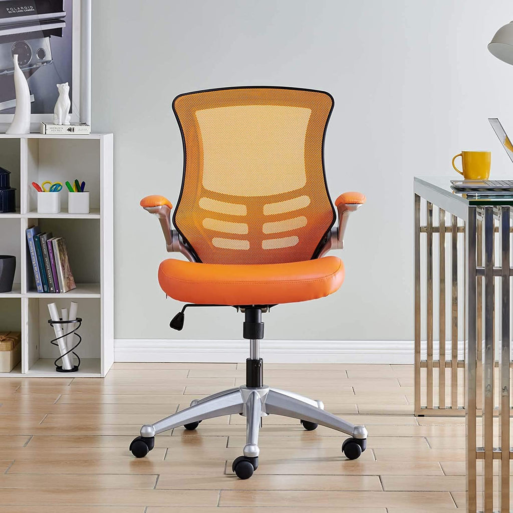 Orange Mesh Back Vinyl Seat Office Chair M8381