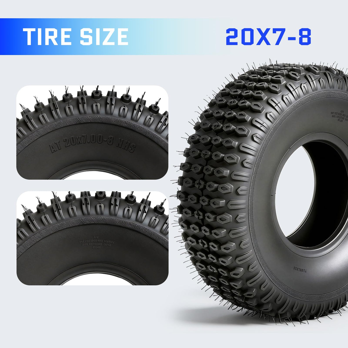 Set of 2 20x7-8 All-Terrain Tires E5348