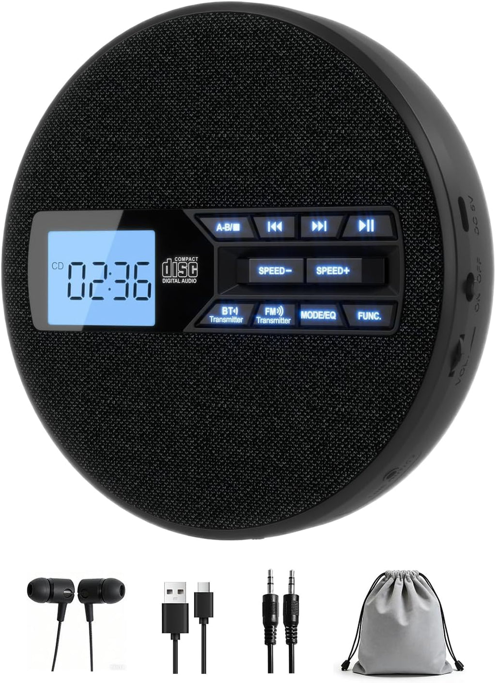 Portable CD Player with Bluetooth & FM Transmitter G38976