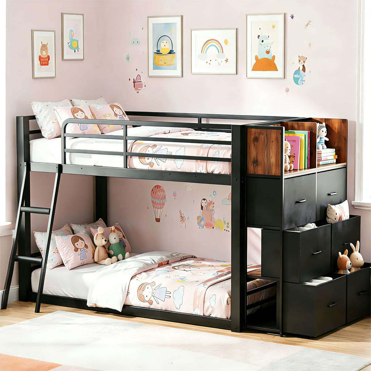 Twin Over Twin Bunk Bed with Storage Dresser J8689