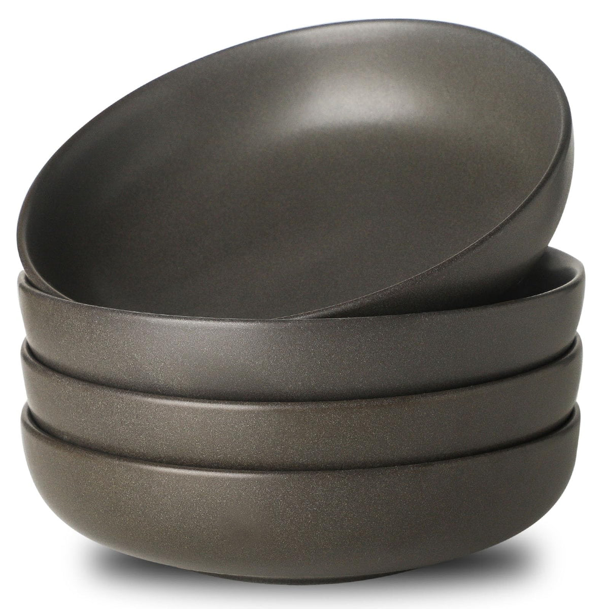 34 oz Stoneware Pasta Bowls Set of 4, Matte Black P62217