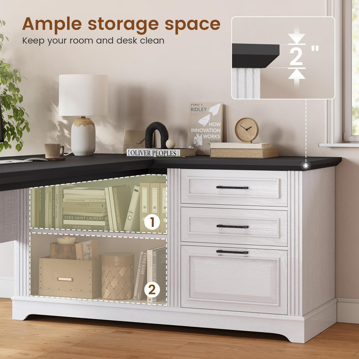 61" L Shaped Desk with Drawers M852983