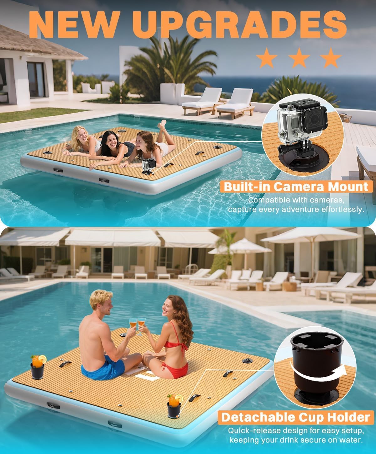 7×7' Inflatable Floating Dock with Ladder G100