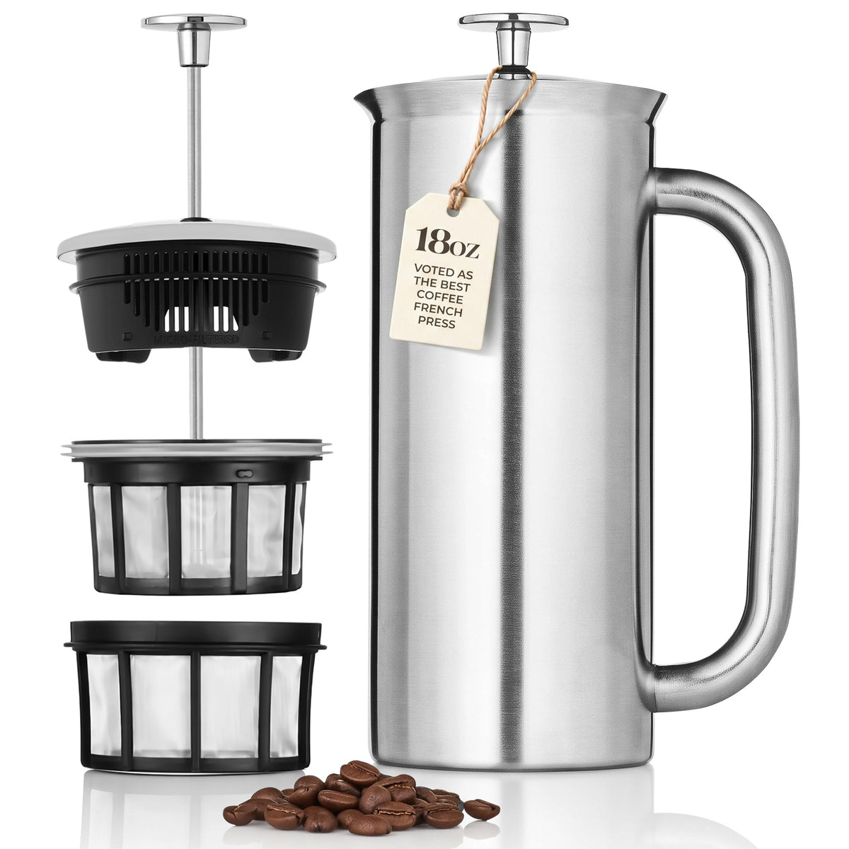 18oz Brushed Stainless Steel French Press O385910
