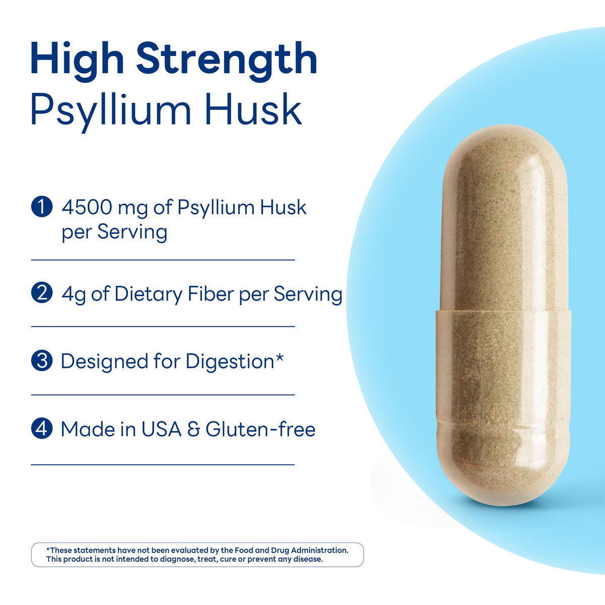 Psyllium Husks Capsules 4500 mg 120 Capsules N6982