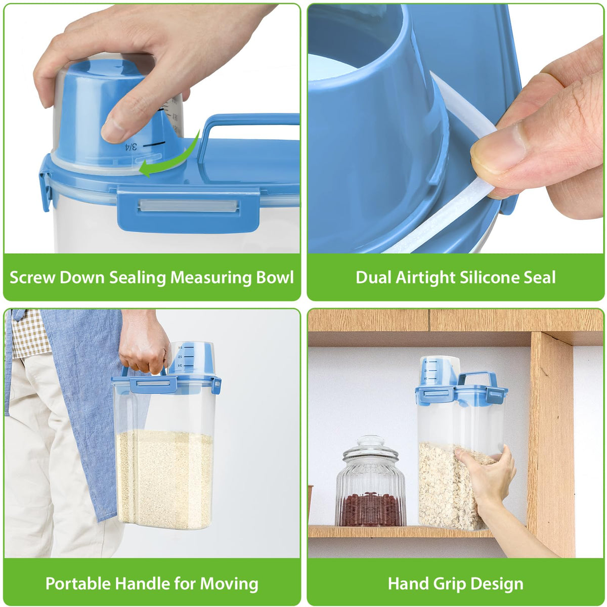 Airtight Rice Storage Container with Measuring Cup I3283