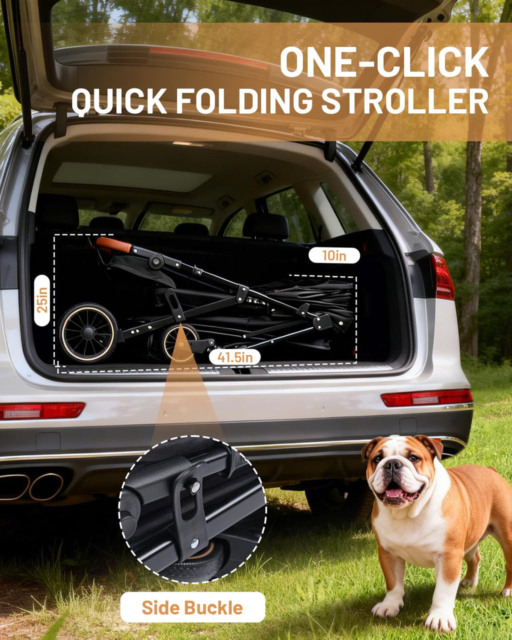 Foldable Ventilated Dog Stroller with Canopy O299