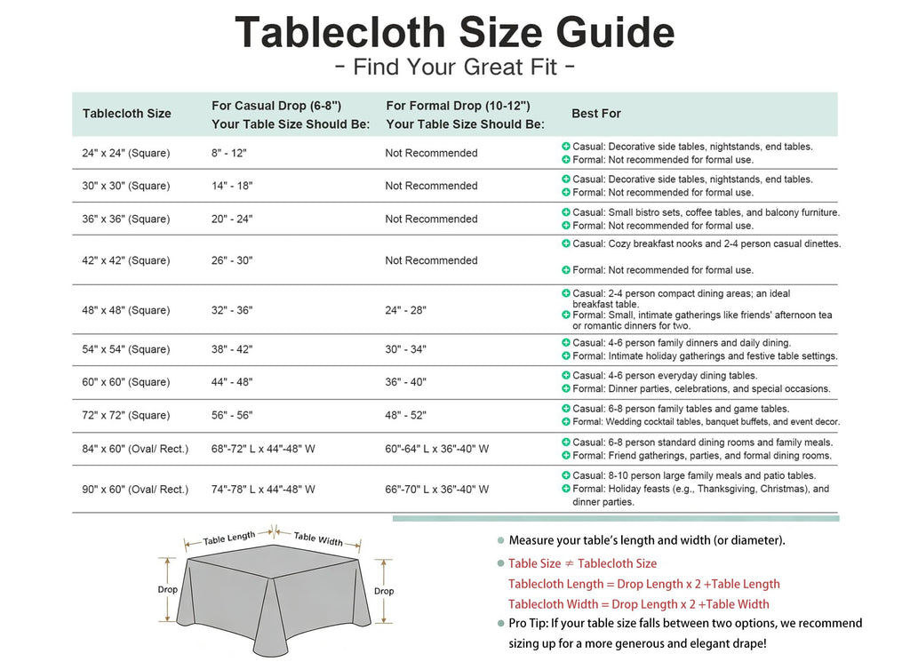 2 Pack 30x30 Inch Washable Tablecloth N4283