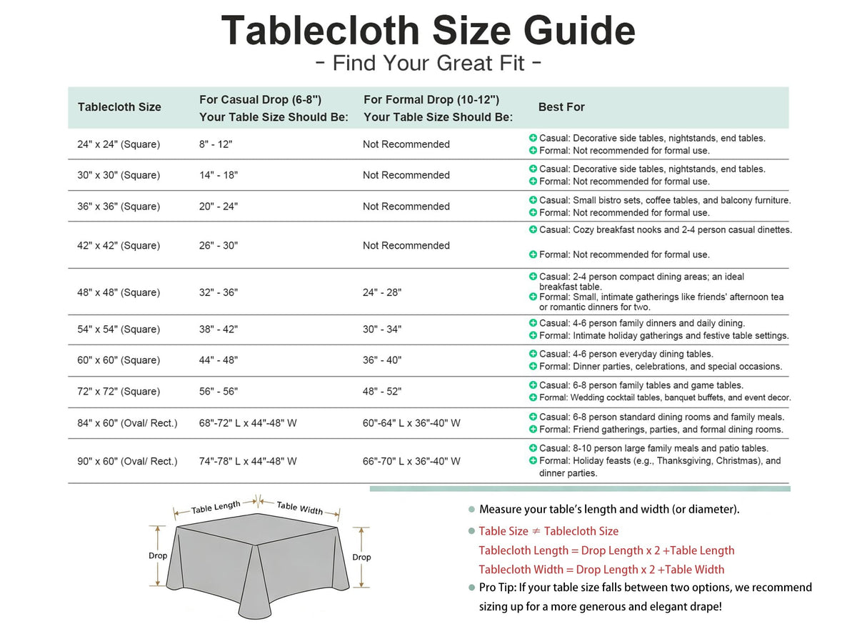 2 Pack 30x30 Inch Washable Tablecloth N4283