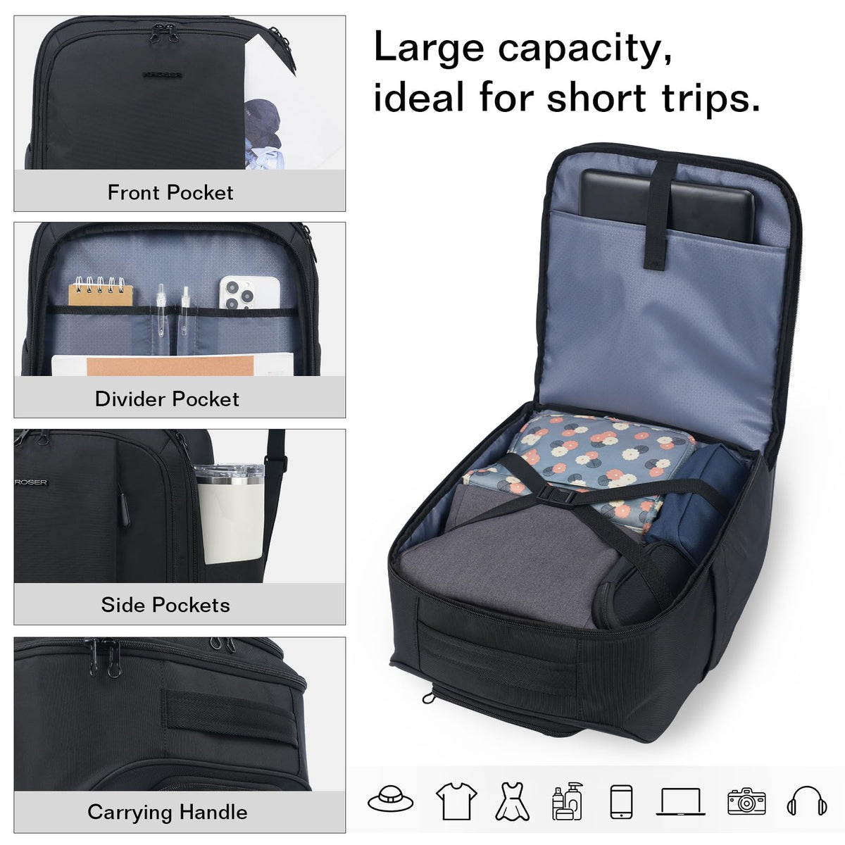 16-inch Underseat Carry On Suitcase Black Z409