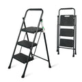 Portable Steel Folding Step Stool, 3-Step, Black Z988