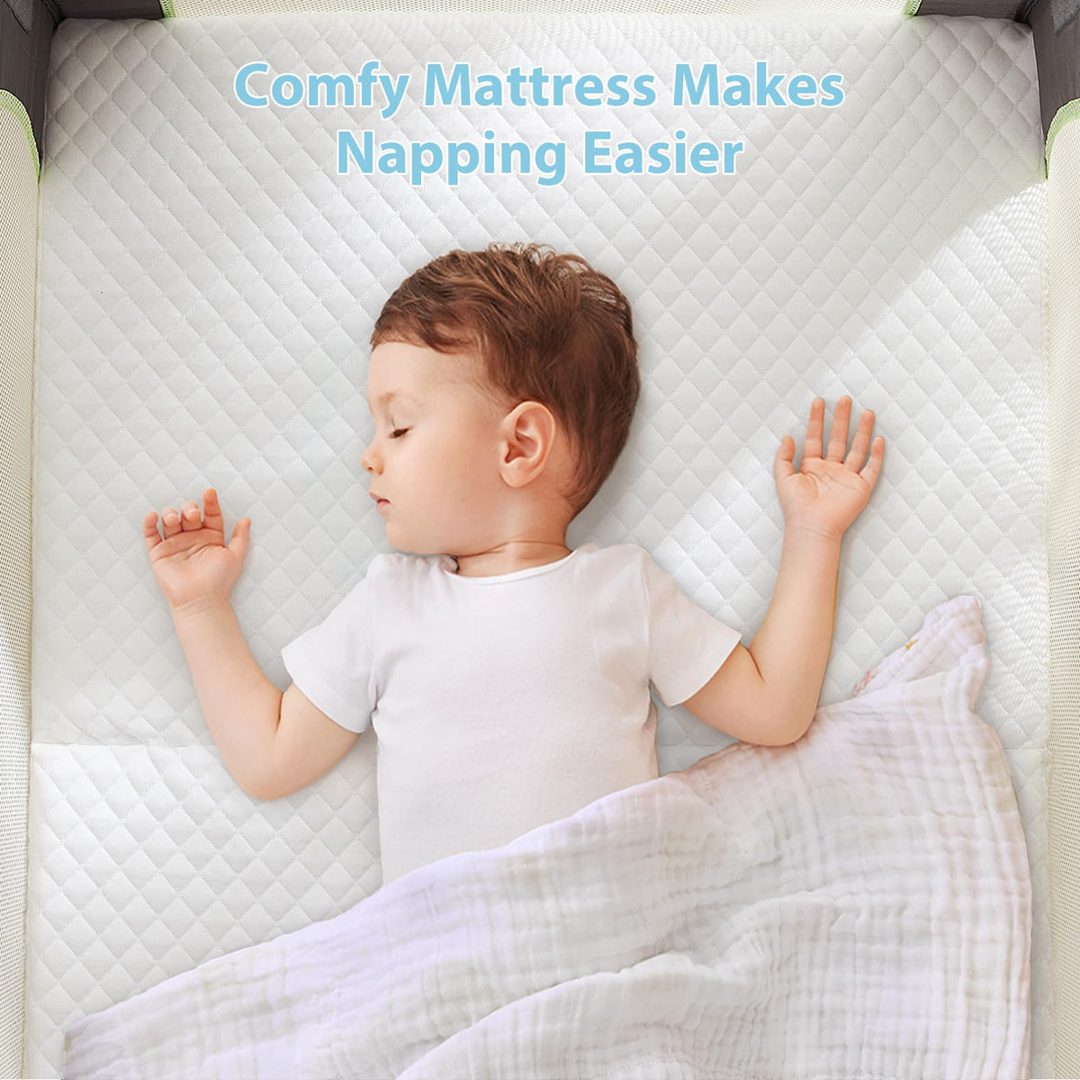 3" Waterproof Memory Foam Pack and Play Mattress White B2667