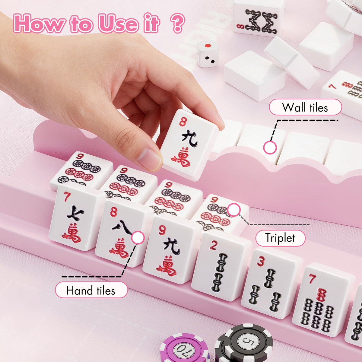 Wooden Mahjong Racks with Pushers C13084