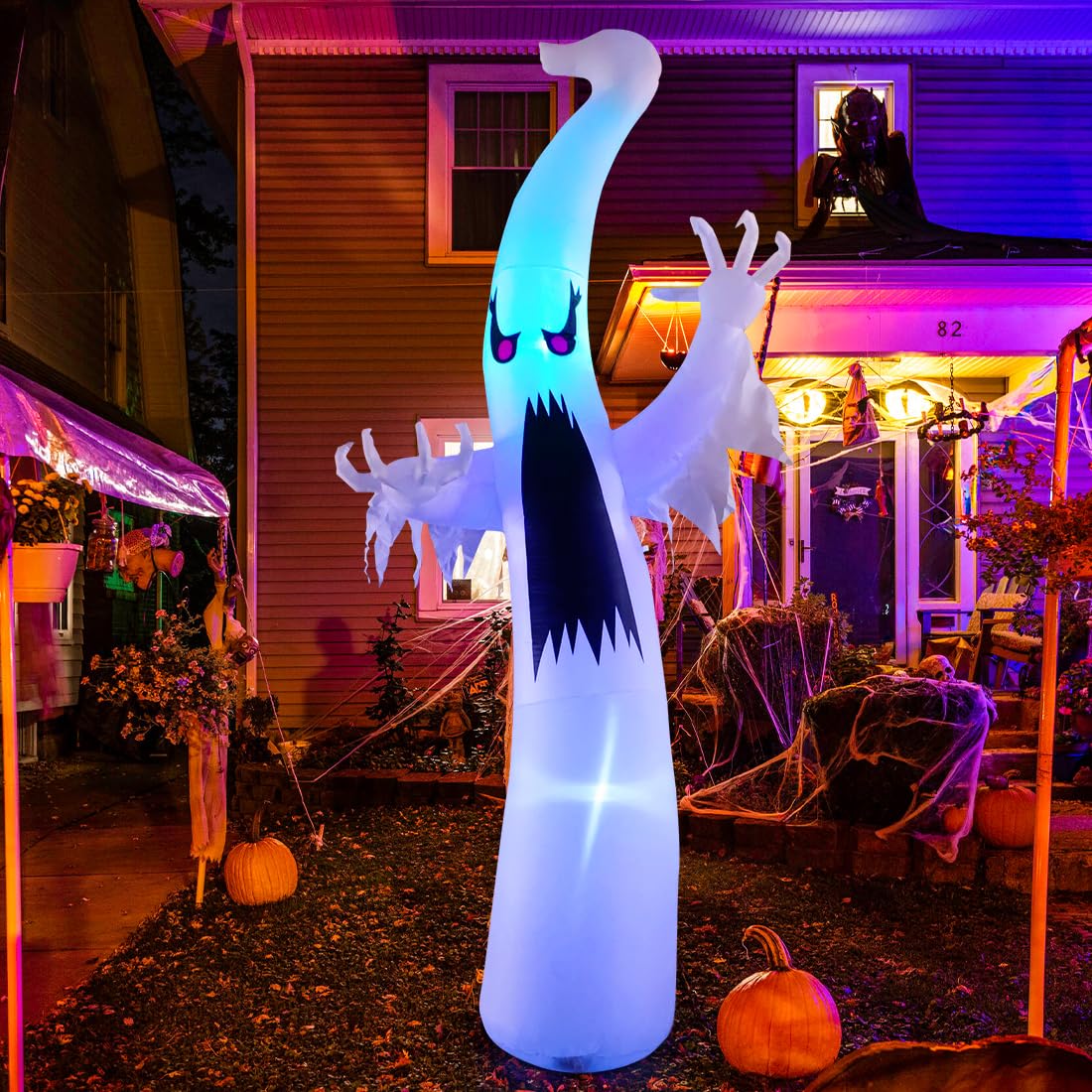 6 FT Halloween Inflatable Ghost with Built-in Colorful LEDs C851307