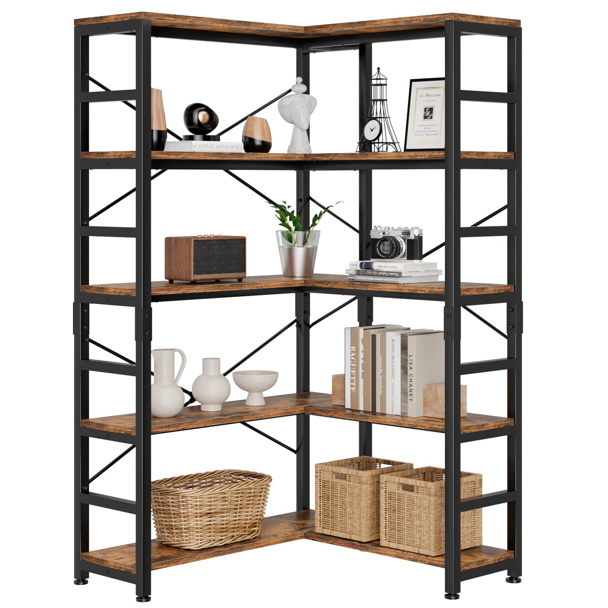 5-Tier L-Shaped Corner Bookshelf N8962
