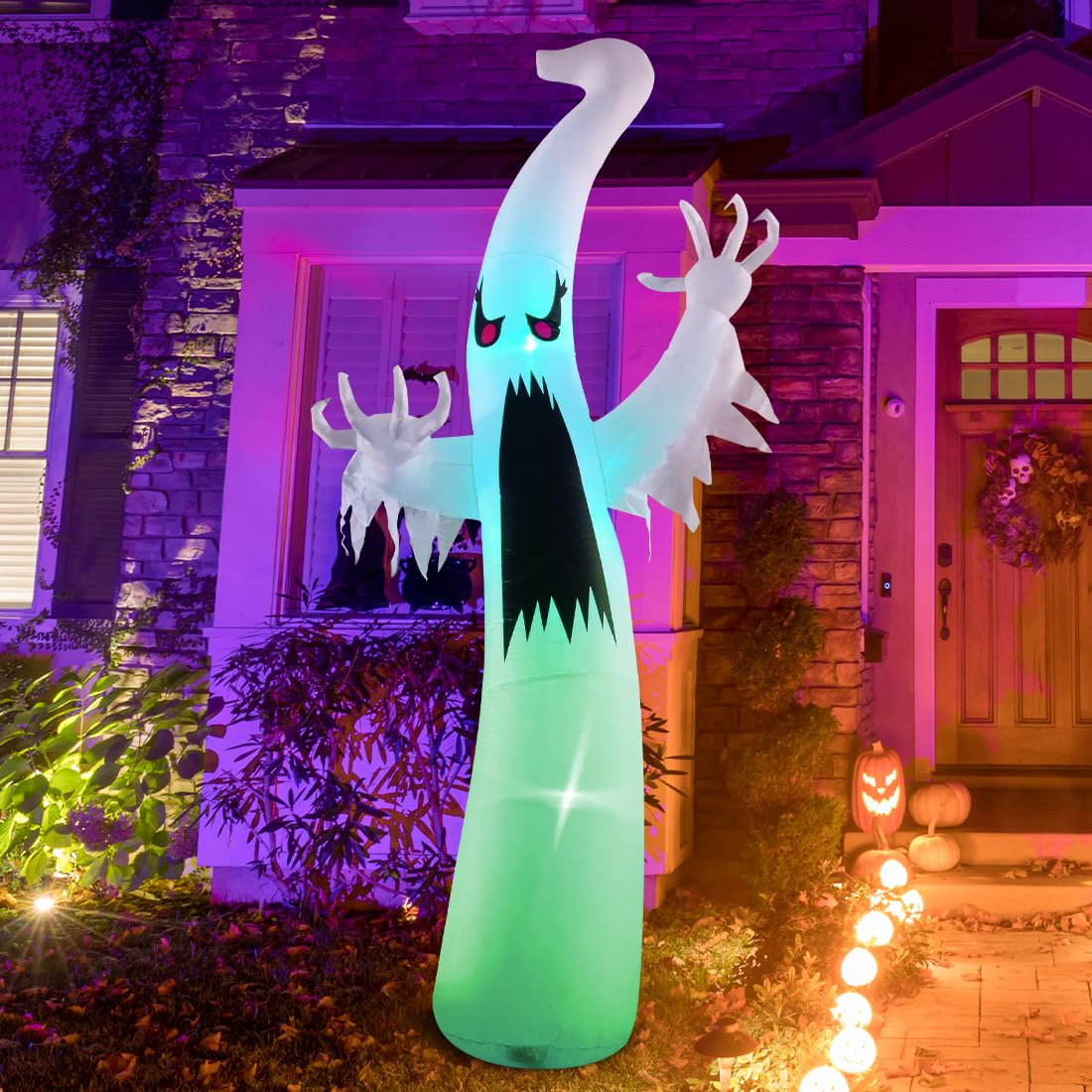 6 FT Halloween Inflatable Ghost with Built-in Colorful LEDs C851307