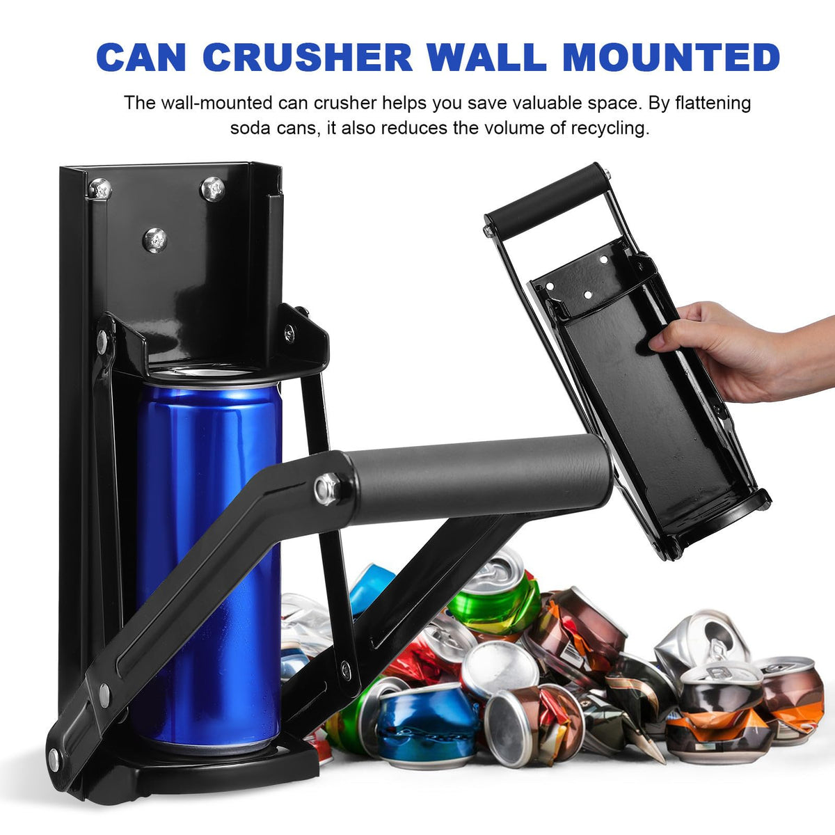 Black Wall Mounted Can Crusher with Bottle Opener T48000