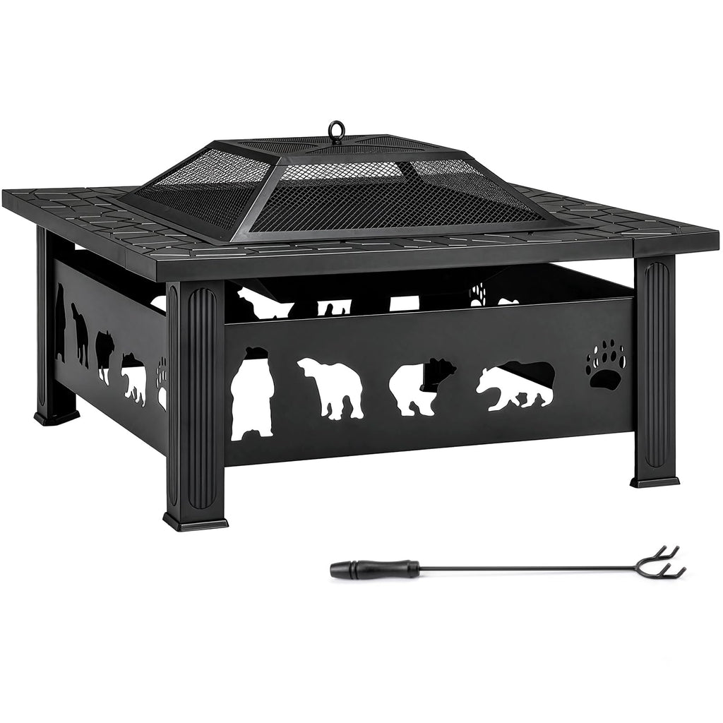 32 Inch Black Wrought Iron Wood Burning Fire Pit L5959