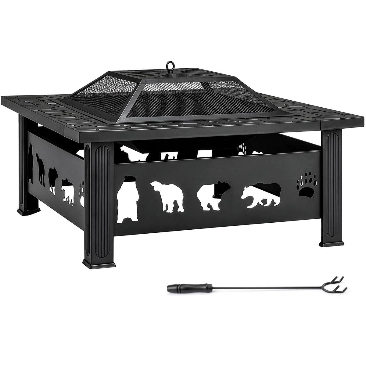 32 Inch Black Wrought Iron Wood Burning Fire Pit L5959