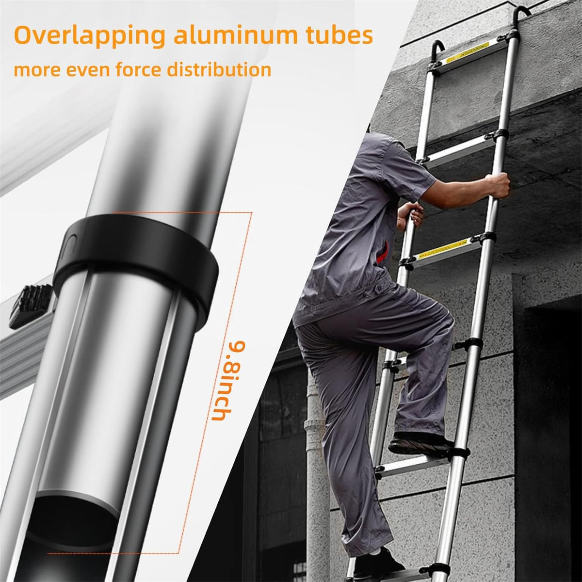 10.5ft Aluminum Telescoping Ladder 330 lbs Capacity L29728