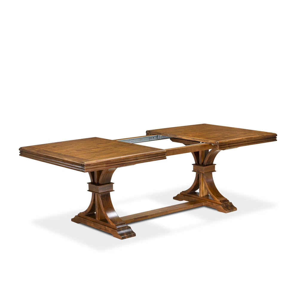 9 Piece Dining Table Set with 8 Light Beige Fabric Chairs X189
