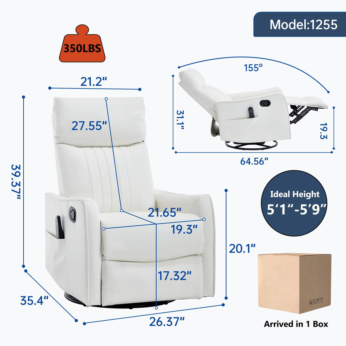 High Back Massage Recliner with Heat P452