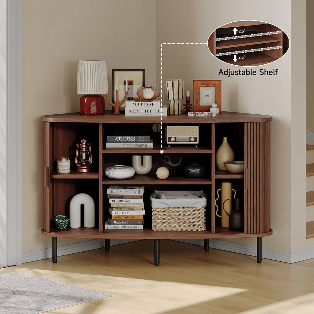 47 Inch Walnut Corner TV Stand I459613