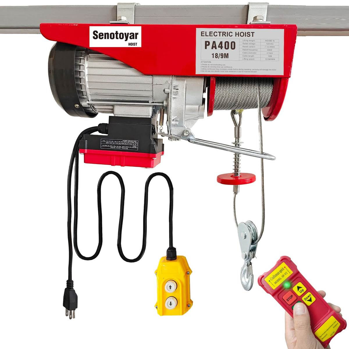 880lbs Electric Hoist Winch with Wireless Control A8487
