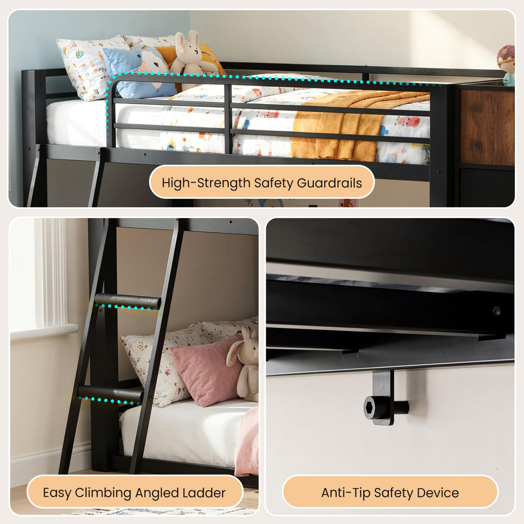 Twin Over Twin Bunk Bed with Storage Dresser J8689
