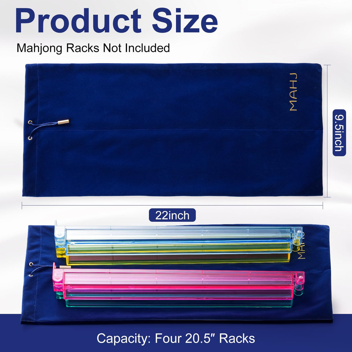 Blue Velvet Drawstring Storage Bag with 2 Compartments D526695