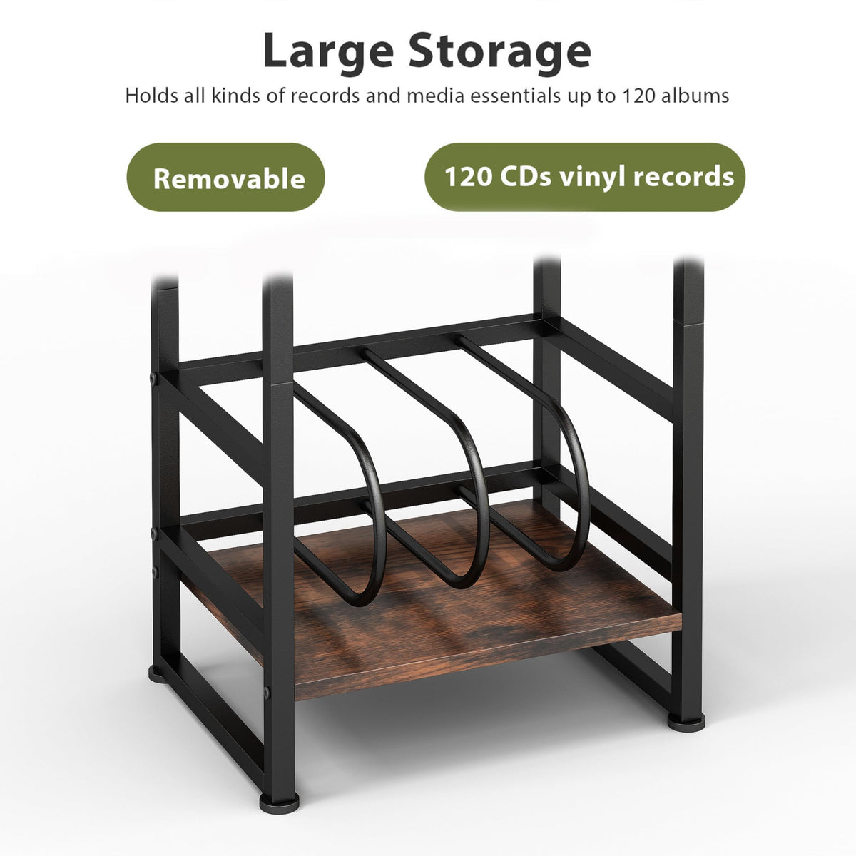 3-Tier Record Player Stand with Storage J203