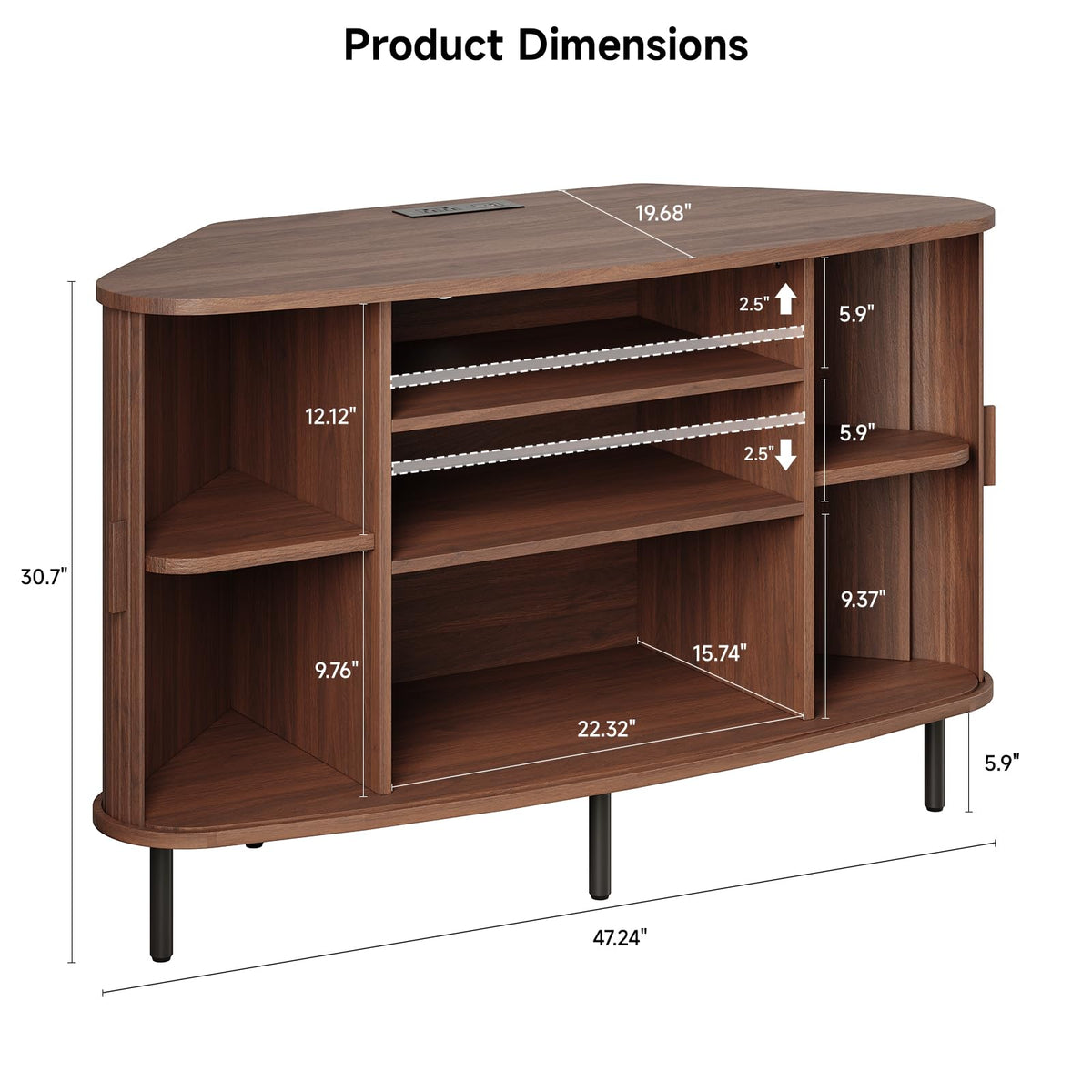 47 Inch Walnut Corner TV Stand I459613