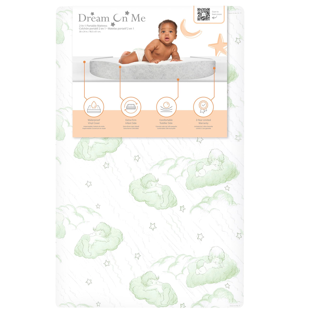 2-in-1 Mini Crib Mattress, Dual-Sided Waterproof S547