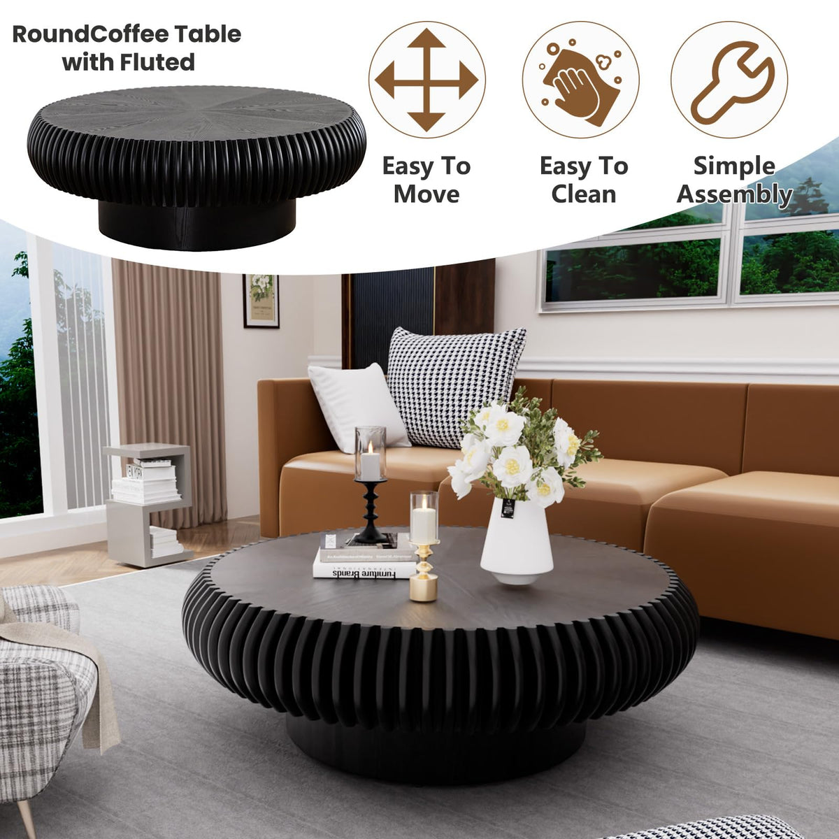 Black Round Coffee Table W15709